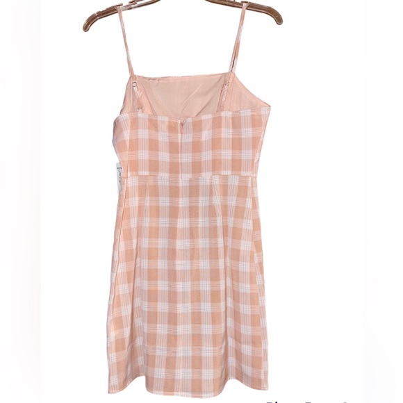 Nordstrom BP Peach Plaid Mini Dress Size S NWT - Picture 2 of 5